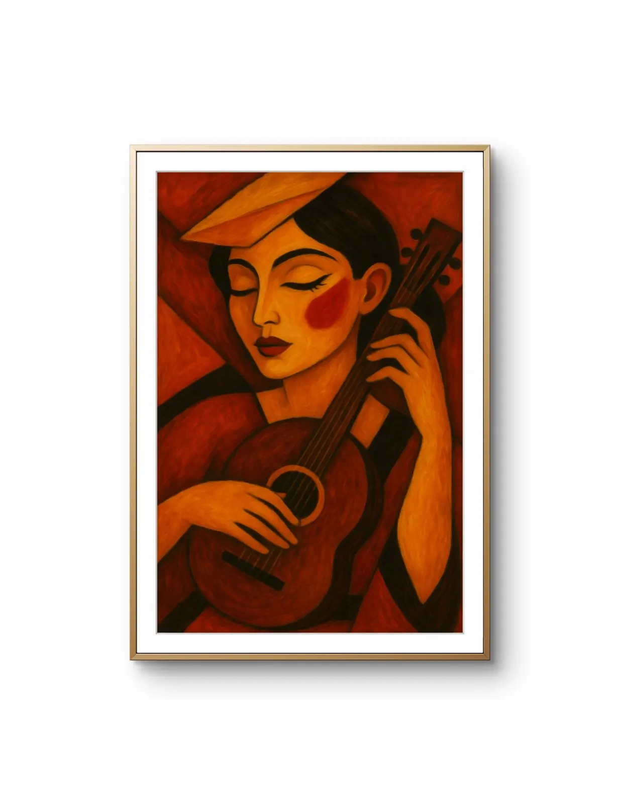 Elena Aureli - The Guitarist in Warm Tones — Mixed Media stampa d'arte di Elena Aureli