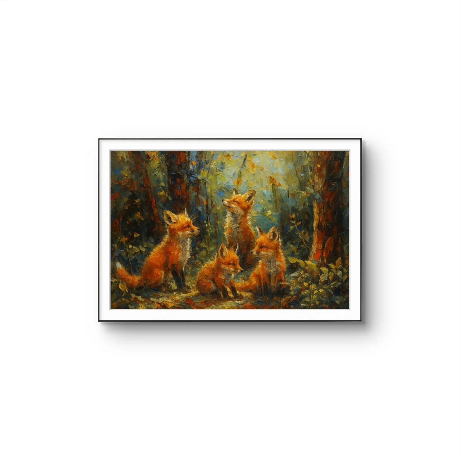 Henri des Bois - The Fox Family — Mixed Media stampa d'arte di Henri des Bois