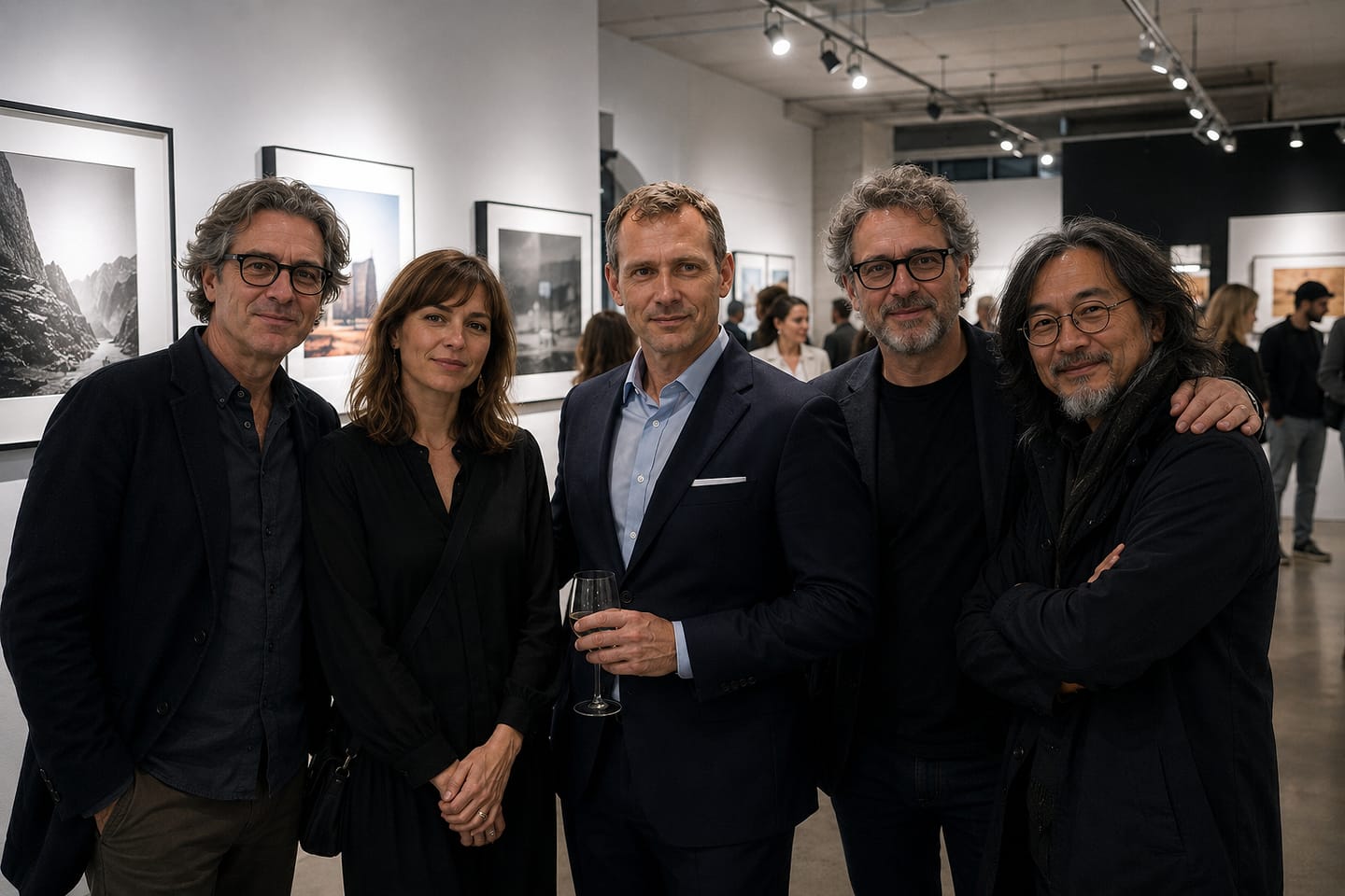 Ospiti all'inaugurazione di una mostra fotografica.